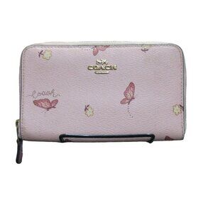 Coach Limited Edition Leather Butterfly Full Zip Medium wallet in Blossom